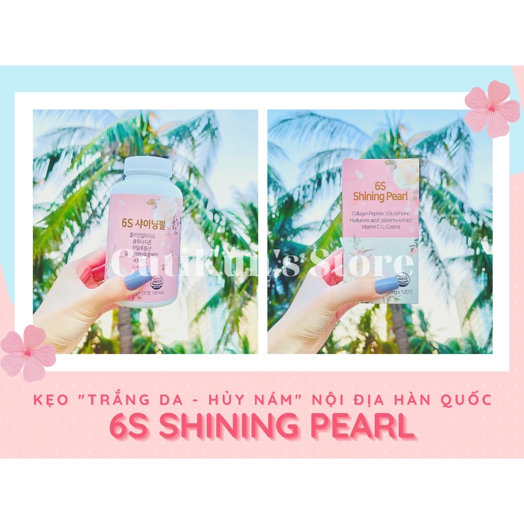 Kẹo Ngậm Trắng Da - Hủy Nám 6S Shining Pearl Chuẩn Nội Địa Hàn Quốc!! Vị Đào Cực Thơm Ngon!!