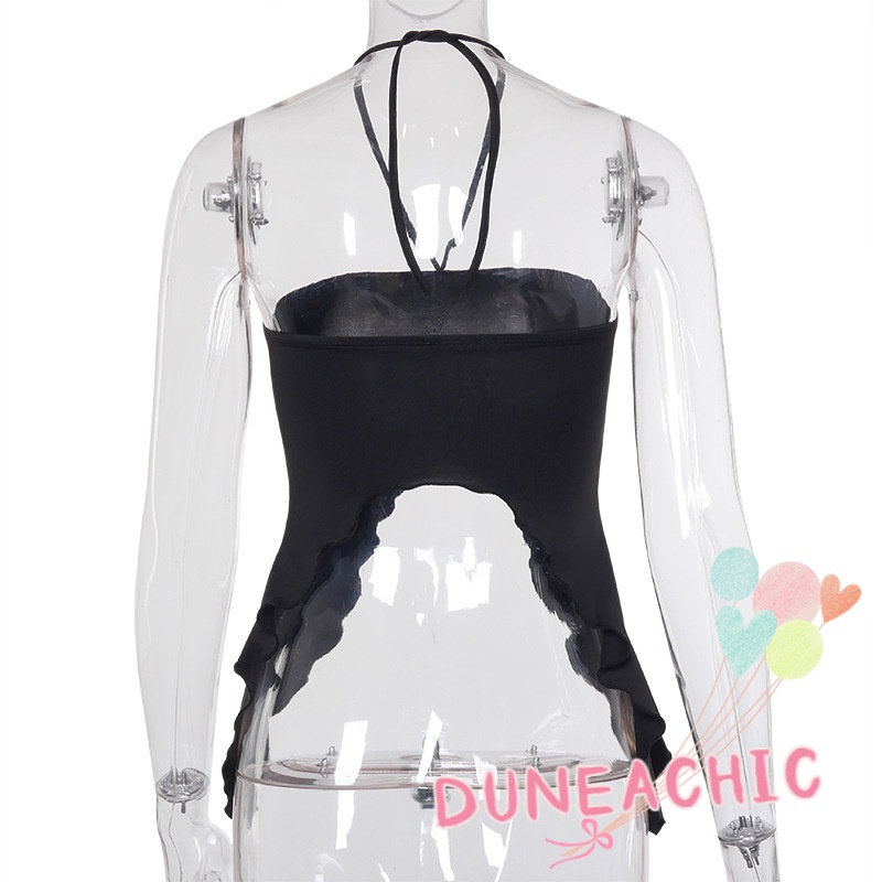 Áo croptop DUNEA cổ yếm hở lưng gợi cảm cho nữ