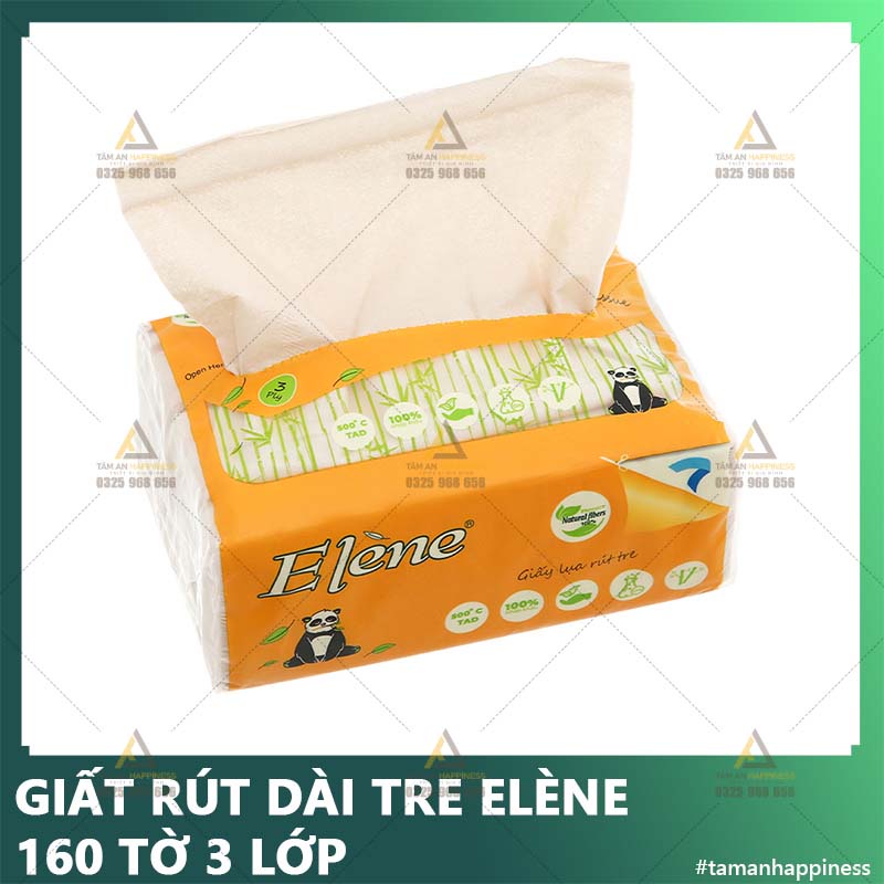 [Rẻ vô địch] Giấy ăn lụa than tre tự nhiên ELENE Cao cấp không tẩy trắng, thân thiện môi trường 180x120mm