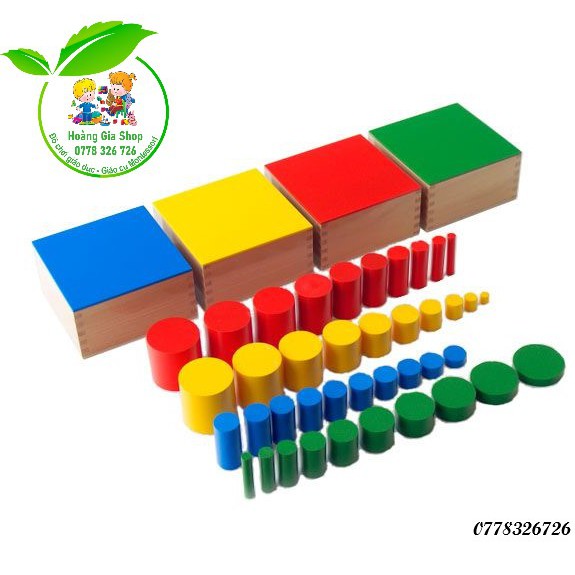 Bộ 4 hộp hình trụ không núm Montessori (Knobless cylinders)