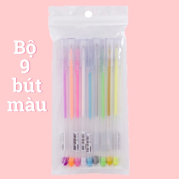 Bút GEL 9 Màu Nhũ Bóng Ngòi 0.5mm Tiện Lợi