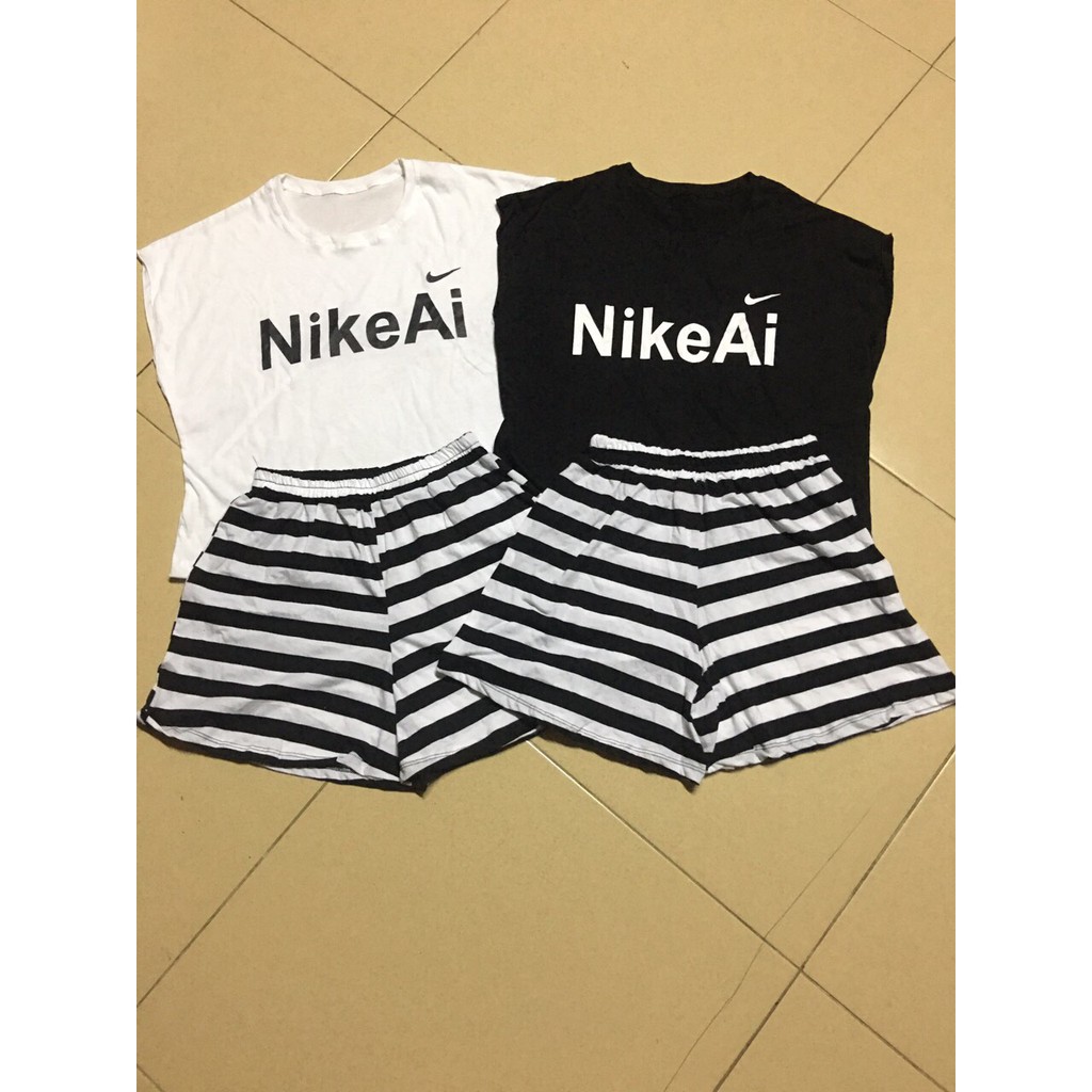 set bộ áo sát nách quần short sọc phong cách chất coton mềm