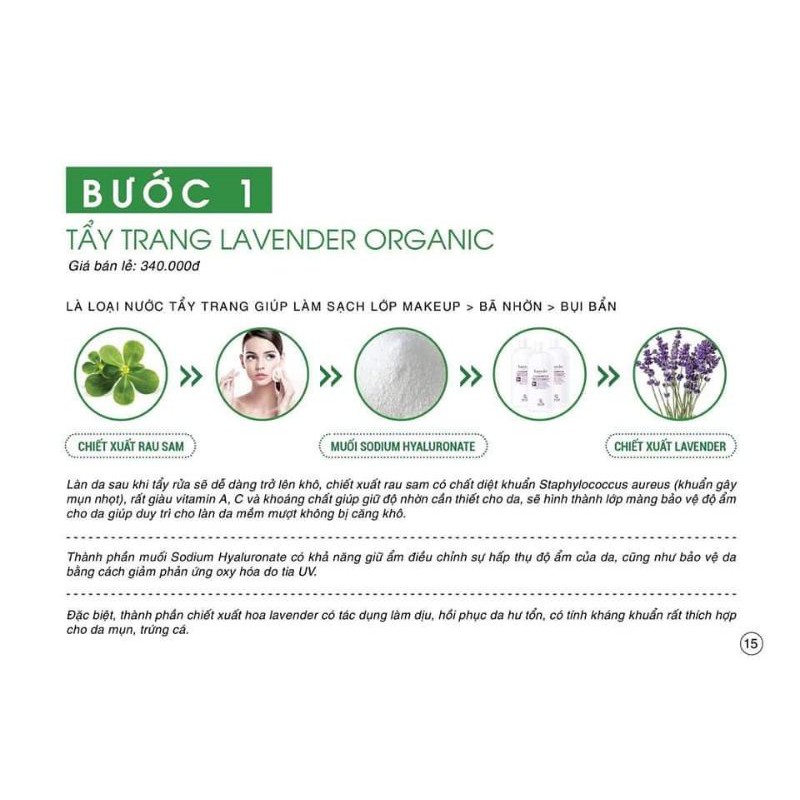 Nước Tẩy trang Lavender organic Linh Nhâm Dung Dịch Tẩy Trang Hàn Quốc Sạch Sâu Không Khô Da