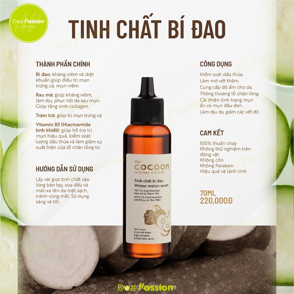 Serum Cocoon Chiết Xuất Bí Đao Giảm Mụn, Kiềm Dầu - Cocoon Winter Melon Serum 70ml