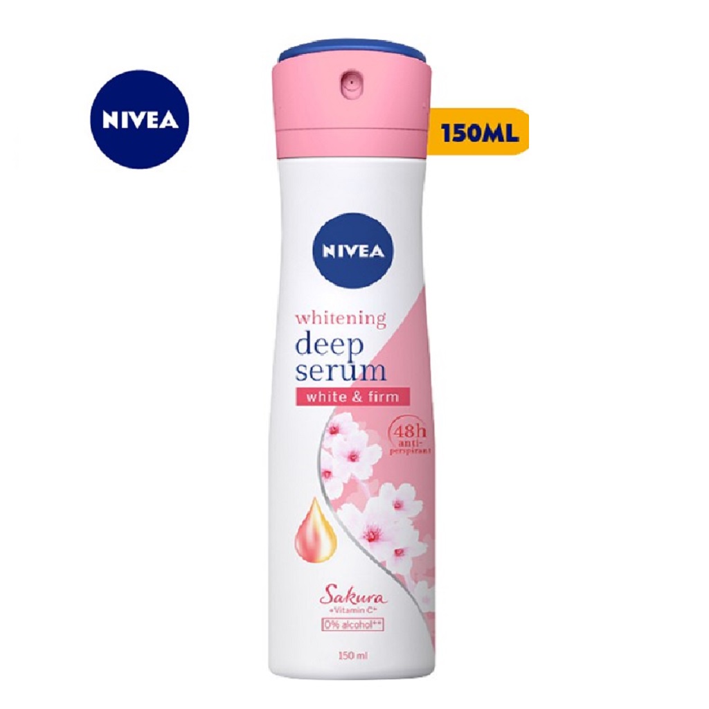 [Mã COSGLORIAT4 -8% đơn 250K] Xịt Ngăn Mùi NIVEA Serum Trắng Mịn Hương Hoa Sakura 150ml - 85308