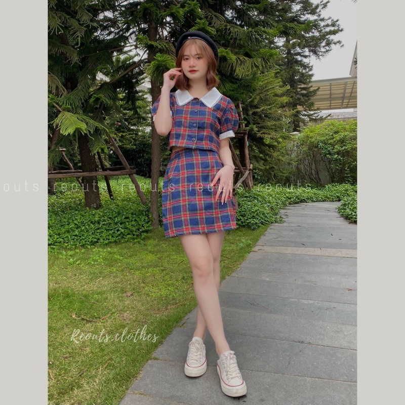 Set váy áo croptop cổ phối ren Thời trang nữ Reouts | BigBuy360 - bigbuy360.vn
