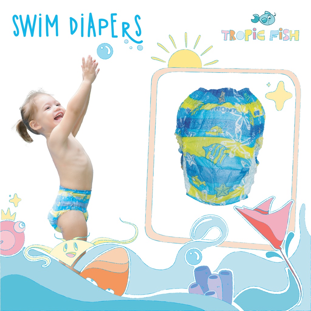 TropicFish Baby Swimdiaper Size S, M, L (3/6/10 pcs)/ Tã Quần Bơi Cho Bé TropicFish size S, M, L (Loại 3/6/10 miếng)