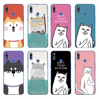 Ốp lưng hoạ tiết hoạt hình chó mèo cho OPPO Realme 3 OPPO A7 2018