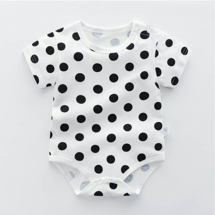 Bộ Áo Liền Quần Cotton Tay Ngắn In Họa Tiết Hoạt Hình Thời Trang Mùa Hè Cho Bé Sơ Sinh