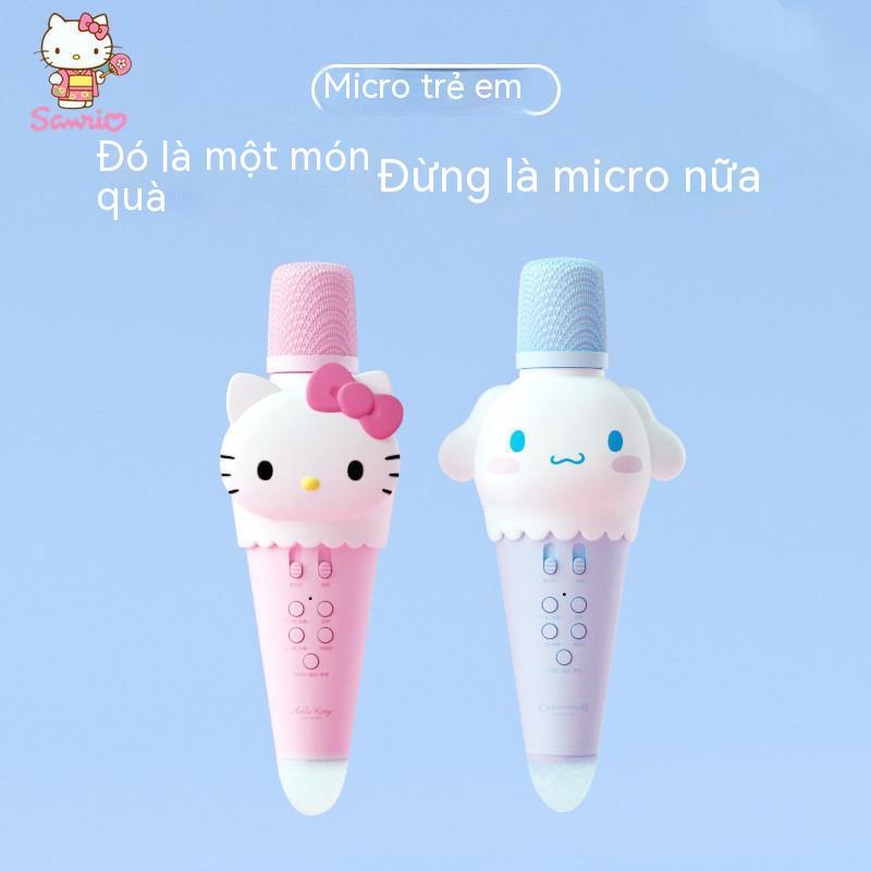 Micro trẻ em HelloKitty, micro cầm tay, micro karaoke tai chó lớn, máy đa năng âm thanh bluetooth không dây, quà tặng cho bé gái