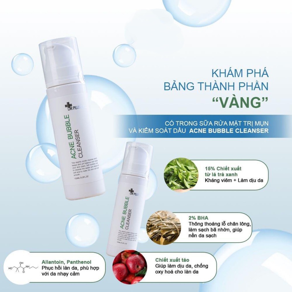 Sữa rửa mặt cho da mụn Dr pluscell dành cho da mụn Acne bubble cleanser 150ml
