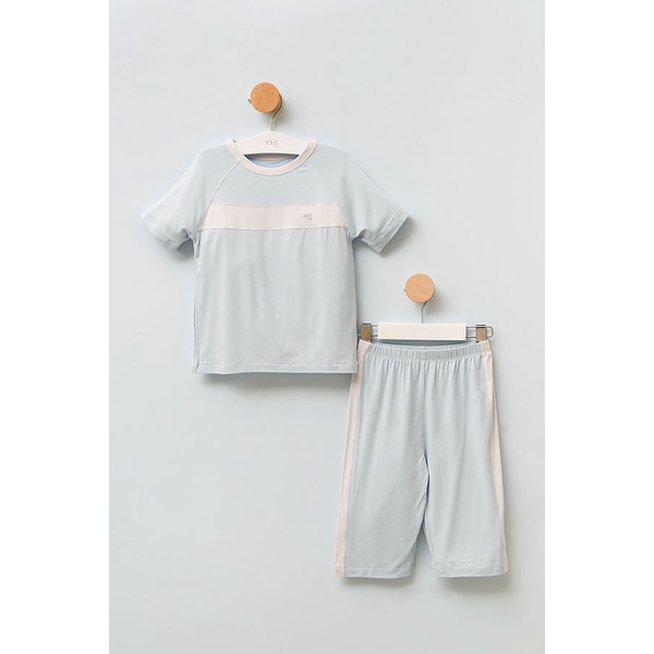 Bộ Quần Áo Lửng Bé Trai Nous Màu Xanh Nhạt Ghi Chất Liệu Nu Doux Mềm Nhẹ (Size Từ 2-3 Tuổi Đến 5-6 Tuổi)