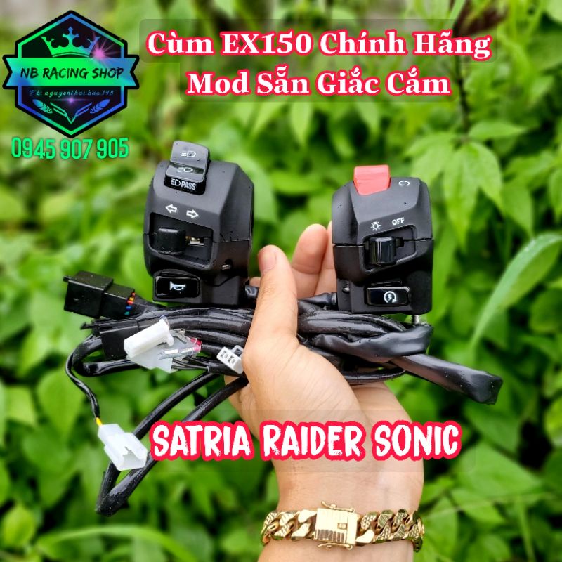 Cùm Ex Cho Satria Raider Sonic Có Giắc Cắm Trợ sáng Tắt Máy Tắt Đèn Passing.NB Racing Shop