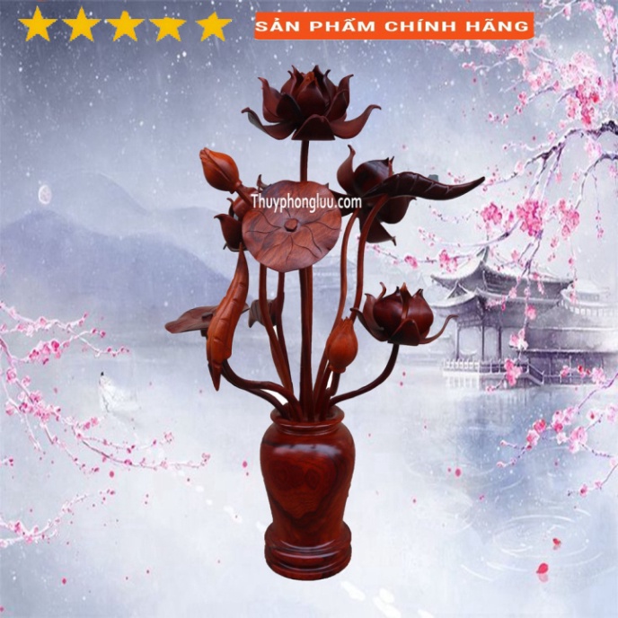 Lọ Cành Hoa Sen Gỗ Hương trang Trí Quà Tặng Cực Đẹp