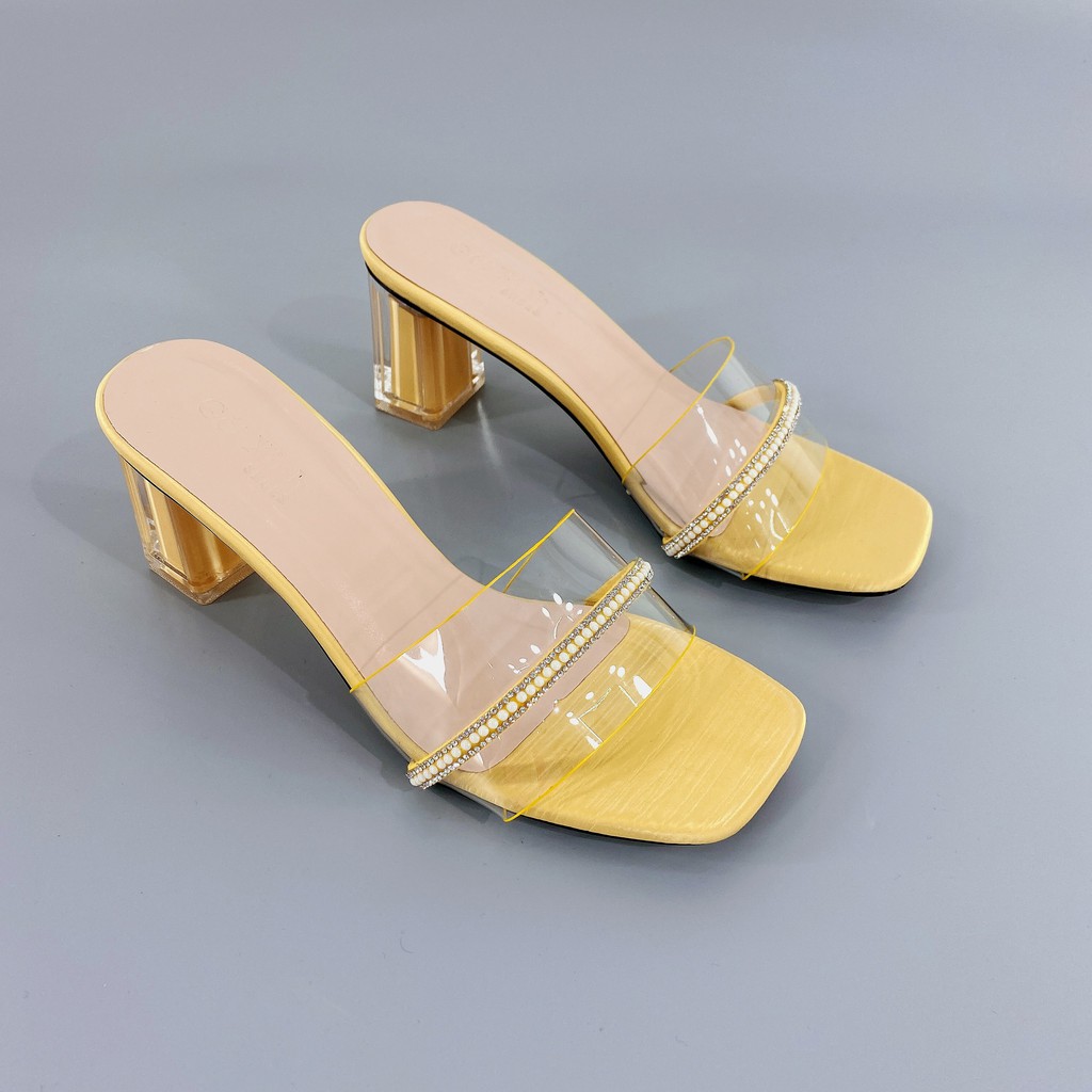Dép cao gót nữ GÓT XINH GX323 quai mika trong đế cao 5cm