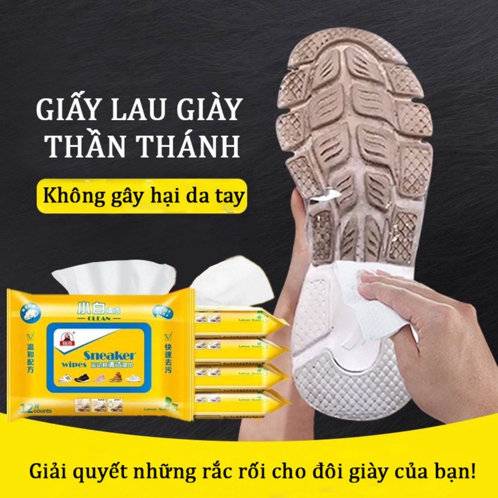 Khăn giấy lau giày sneaker siêu sạch hộp 30 tờ siêu hot, Khăn ướt lau giày không hoá chất làm hại da tay, vải giày