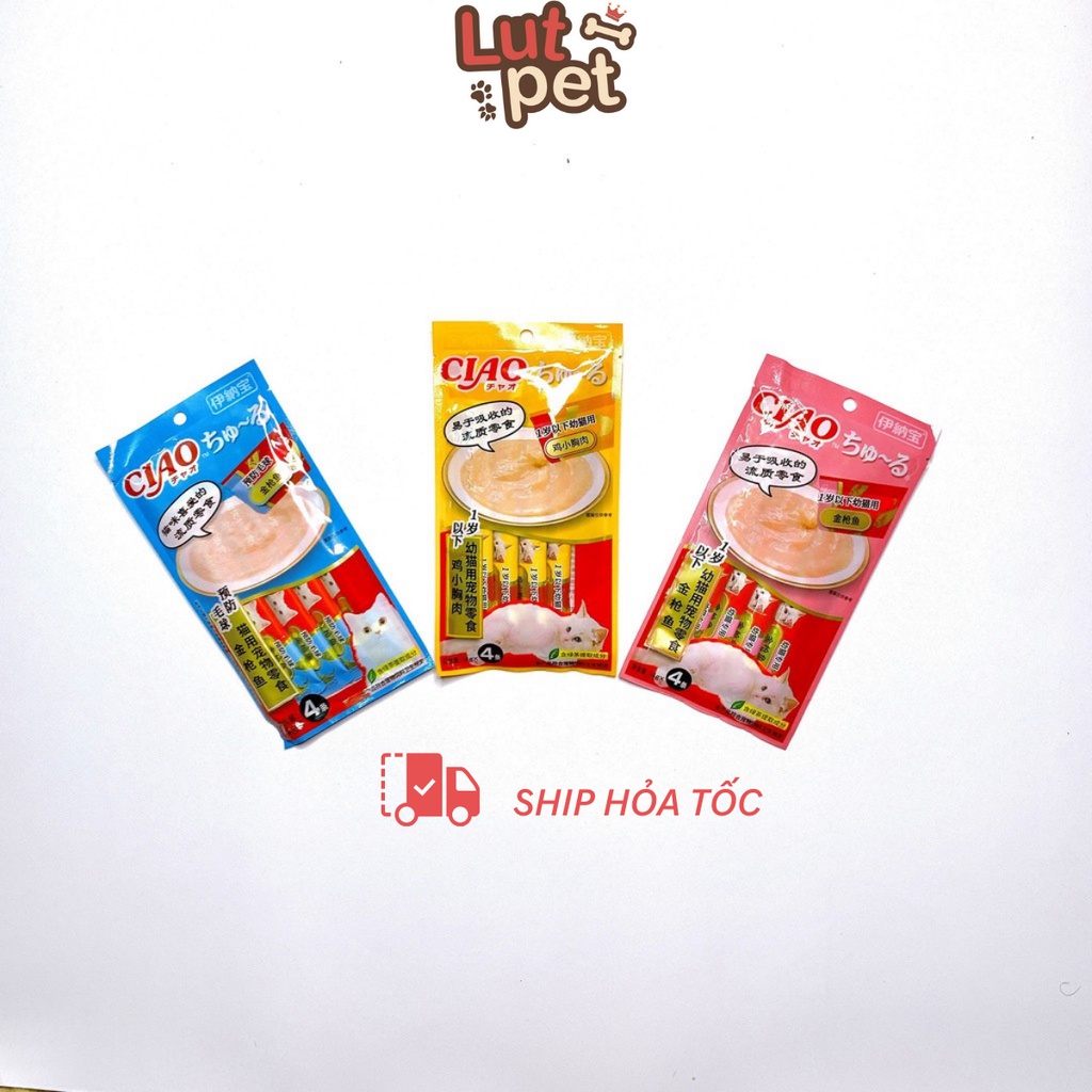 Súp thưởng Ciao churu cho mèo - thức ăn pate soup cho mèo - lutpet