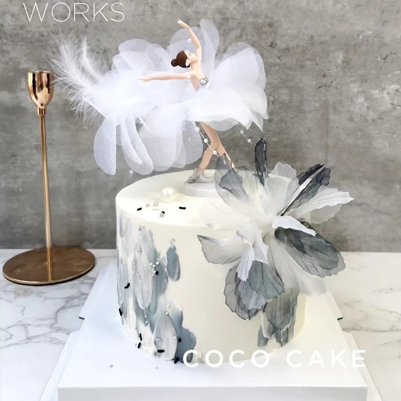 Set 3 Phụ Kiện Trang Trí Bánh Kem Hình Cô Gái Múa Ba Lê Dễ Thương