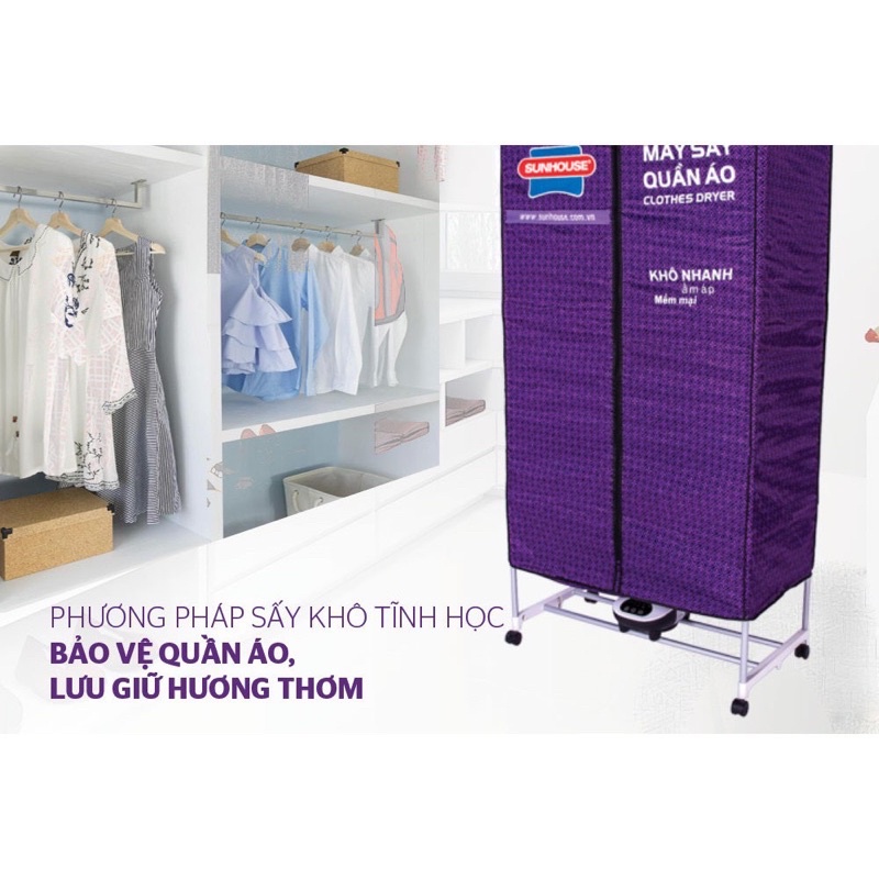 Tủ sấy quần áo Sunhouse SHD2707 sấy nhanh trong 1 tiếng, kích thước lớn