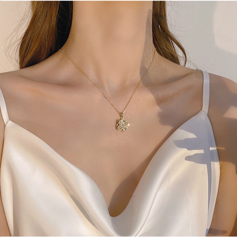 Vòng cổ MAYEBE LAVEND thép titan mạ vàng 18k đính đá nhân zircon chất lượng cao tinh tế