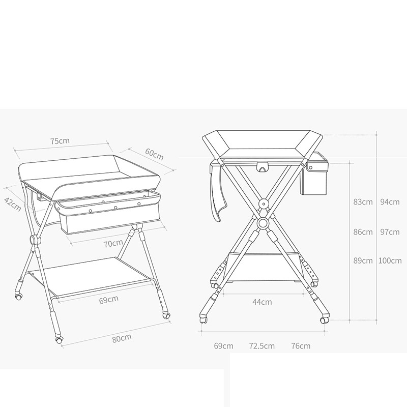 Bàn Thay Tã Cho Bé Có Thể Gấp Gọn Điều Chỉnh Độ Cao Tải Trọng Lớn Dễ Dàng Di Chuyển