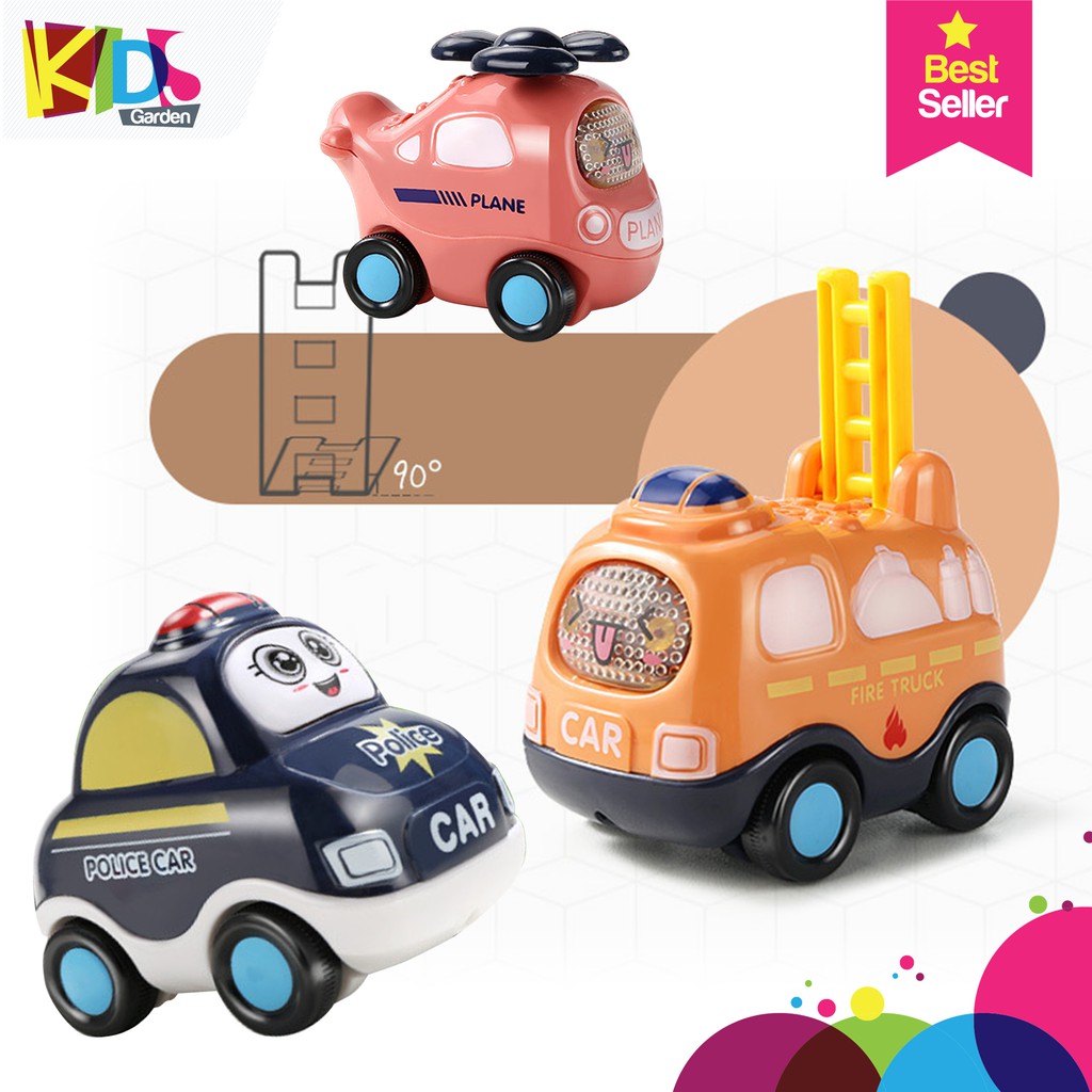 Bộ 7 xe hoạt hình Cute, xe đồ chơi phong cách hàn quốc, xe chạy trớn
