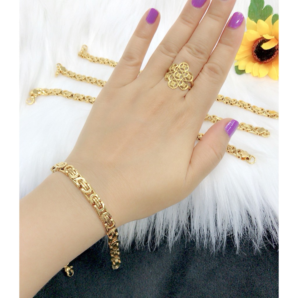 Lắc tay nam kiểu zich zach mạ vàng 24k