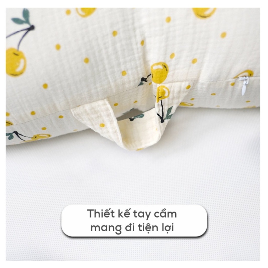 Gối chống trào ngược cho bé Thị Nắng Store chất liệu vải Muslin cao cấp thông thoáng thấm hút tốt an toàn cho bé