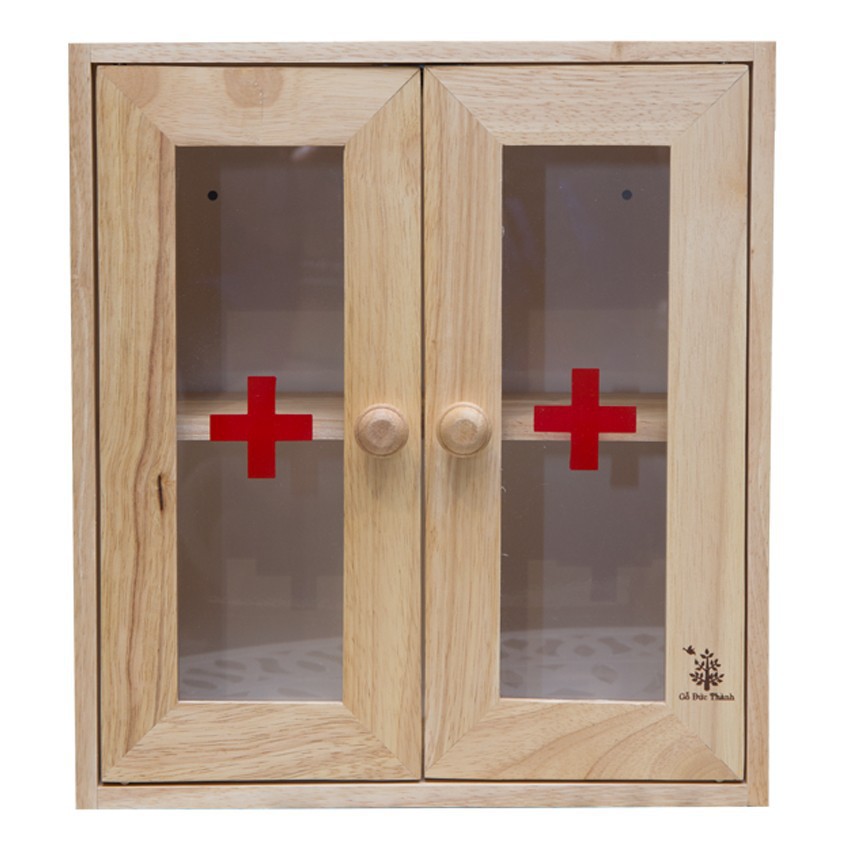 Tủ đựng y tế 2 cánh gỗ đức thành – tủ y tế cửa mica gỗ đức thành mã 40241
