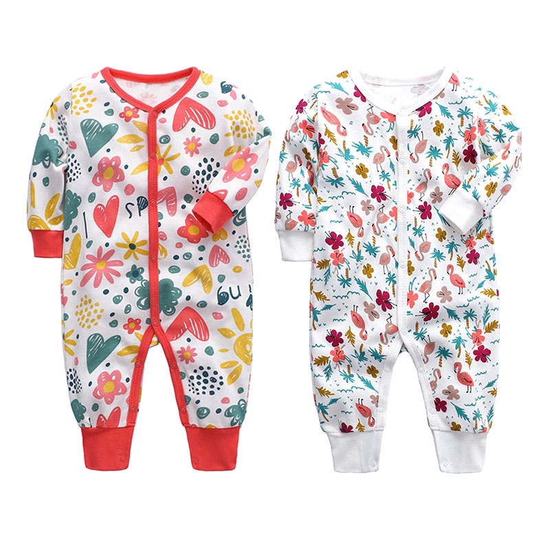 Áo Liền Quần Tay Dài 100% Cotton Cho Bé Trai &amp; Gái Sơ Sinh