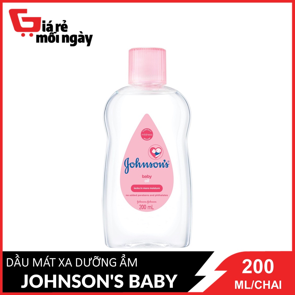 DẦU MASSAGE VÀ DƯỠNG ẨM (Hồng Nhạt) Johnson Baby 200ml/Chai