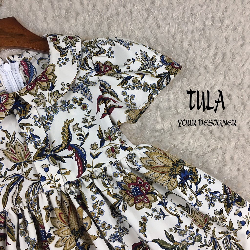 Váy Đầm Cho Bé Gái Họa Tiết Hoa Phối Nơ Bóng Nổi Bật Vải Lụa Hoa Hàn Quốc