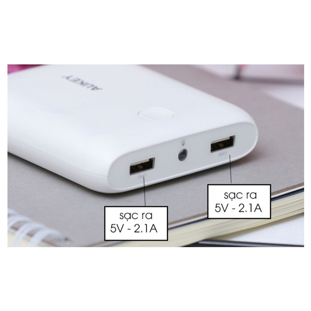 Sạc dự phòng Polymer 10.000 mAh Aukey PB-N42 (Trắng) 98%