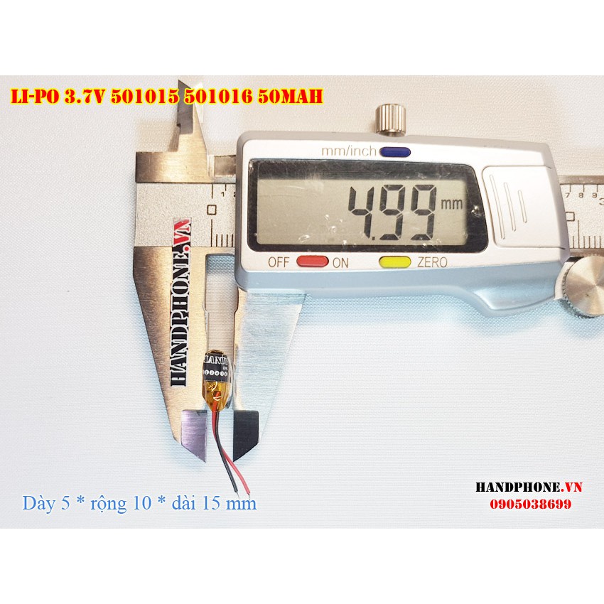 Pin Li-Po 3.7V 50mAh 501015 (Lithium Polymer) cho tai nghe Bluetooth, định vị GPS, máy ghi âm, máy nghe nhạc, khóa điện