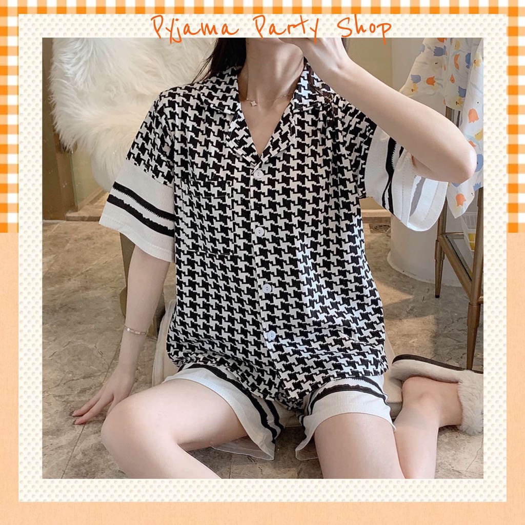 Đồ Bộ Nữ Thun Cao Cấp Mặc Nhà Sọc Carô Nhiều Màu-Bộ Pyjama Nữ Chất Liệu Thoáng Mát siêu sang