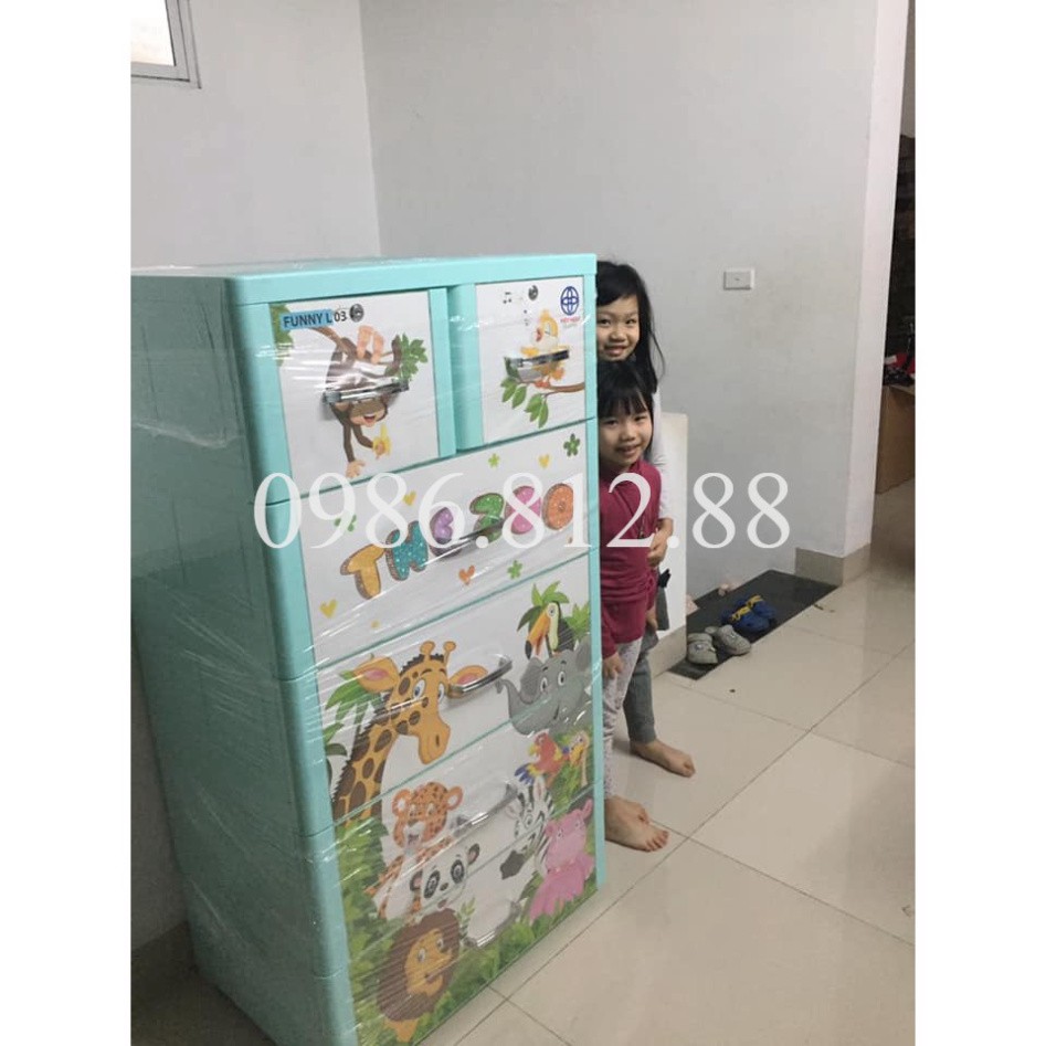 [Chỉ ship HN] Tủ nhựa Funny Việt Nhật  5 tầng 6 ngăn kt 130*70*48 đựng quần áo người lớn/ trẻ em FreeShip nếu inbox