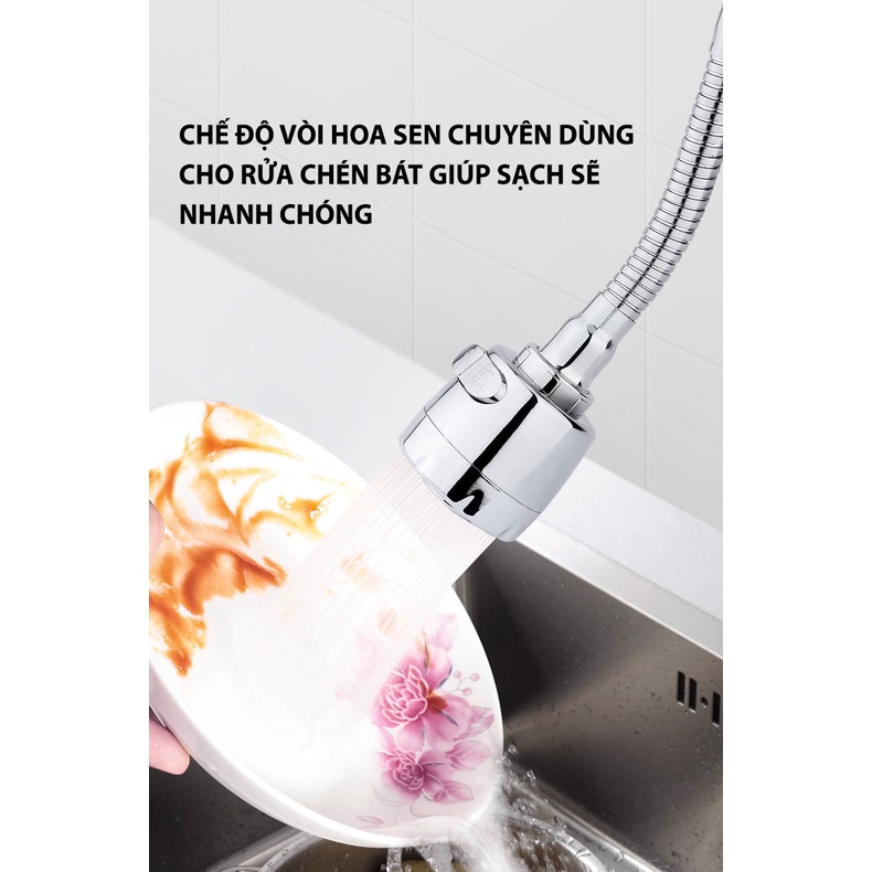 Đầu Vòi Rửa Bát Tăng Áp 18cm Xoay 360 Độ, Vòi Nối Tăng Áp Lực Cho Bồn Rửa Chén Bồn Rửa Tay