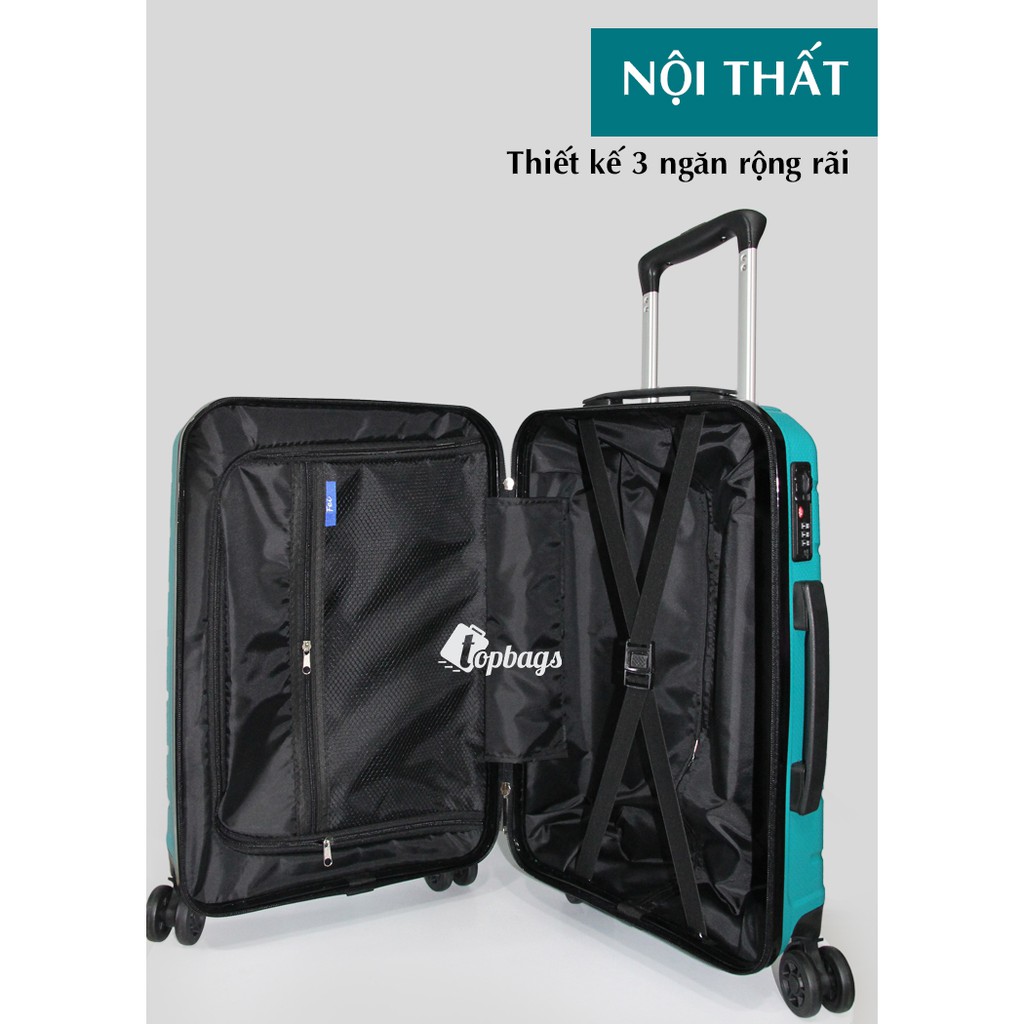 Vali nhựa dẻo PP chống va đập VL030 màu xanh rêu size 24 - Vali kéo nhựa TOPBAGS