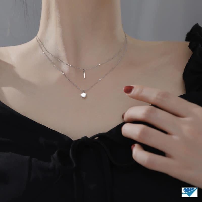 Dây chuyền nữ đẹp mẫu mới 2 tầng trẻ trung sang trọng chất liệu bạc ta sáng đẹp/ Trang sức bạc JQN uy tín, chất lượng