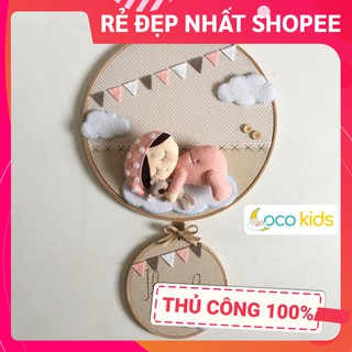 [ĐẸP NHẤT SHOPEE - FREESHIP] Bảng tên treo phòng ngủ handmade, bảng tên tròn trang trí thôi nôi cực đẹp mẫu BÉ GÁI 2