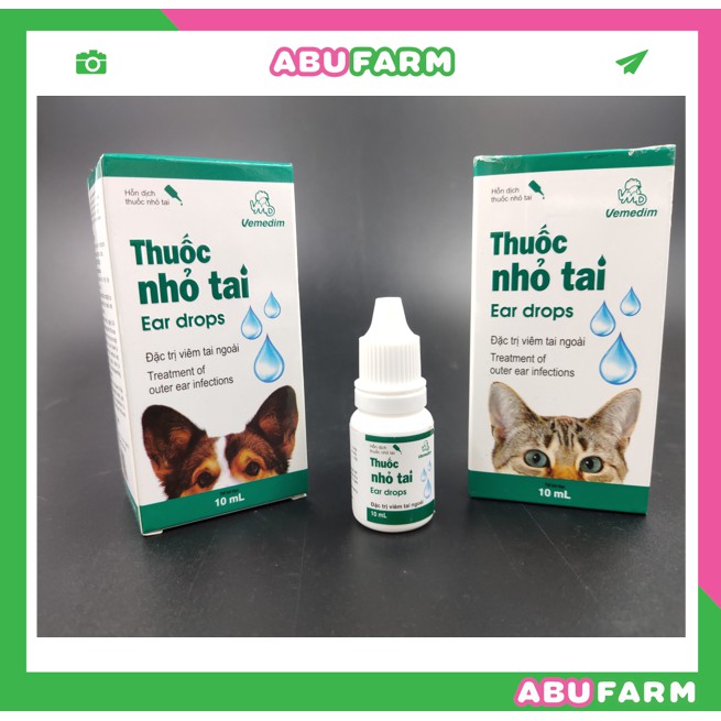 THUỐC NHỎ TAI - ĐẶC TRỊ VIÊM TAI CHÓ MÈO - VEMEDIM - 10ML