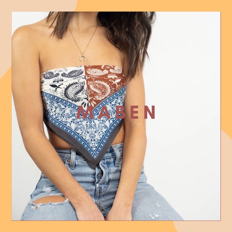 Khăn turban lụa vuông cột áo size 70x70cm - Maben