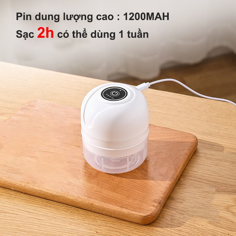 Máy Xay Tỏi Ớt Mini Đời Mới, Có Cổng Sạc USB, Thể Tích