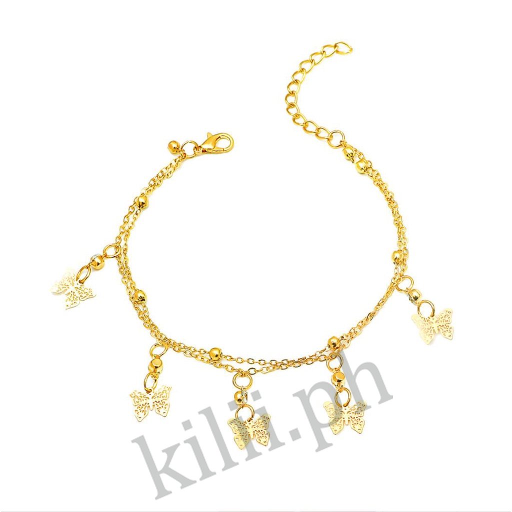 Kilii Lắc Chân Hai Lớp Họa Tiết Hình Học Bướm Đơn Giản Cho Nữ