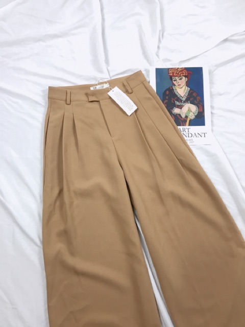 Delys - Quần vải ống xuông rộng (Kem nâu) | BigBuy360 - bigbuy360.vn