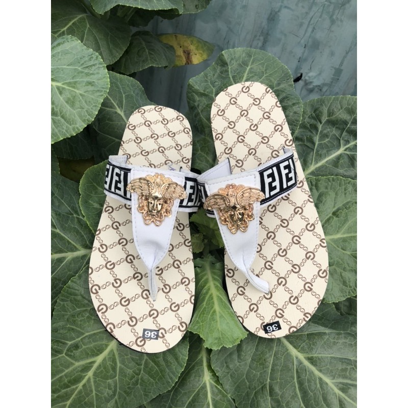 sandal đồng nai dép kẹp nữ ( đế màu kem gg quai kẹp F không hậu ) size từ 35 nữ đến 42 nữ size khác nhắn tin chọn thêm