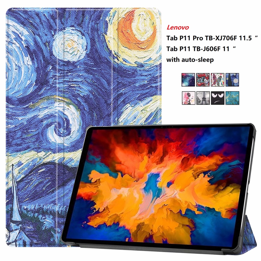 Bao da máy tính bảng nắp lật tự động ngủ thông minh cho Lenovo Tab P11 Pro Tb Xj706F 11.5 Inch P11 Tb J606F 11 Inch
