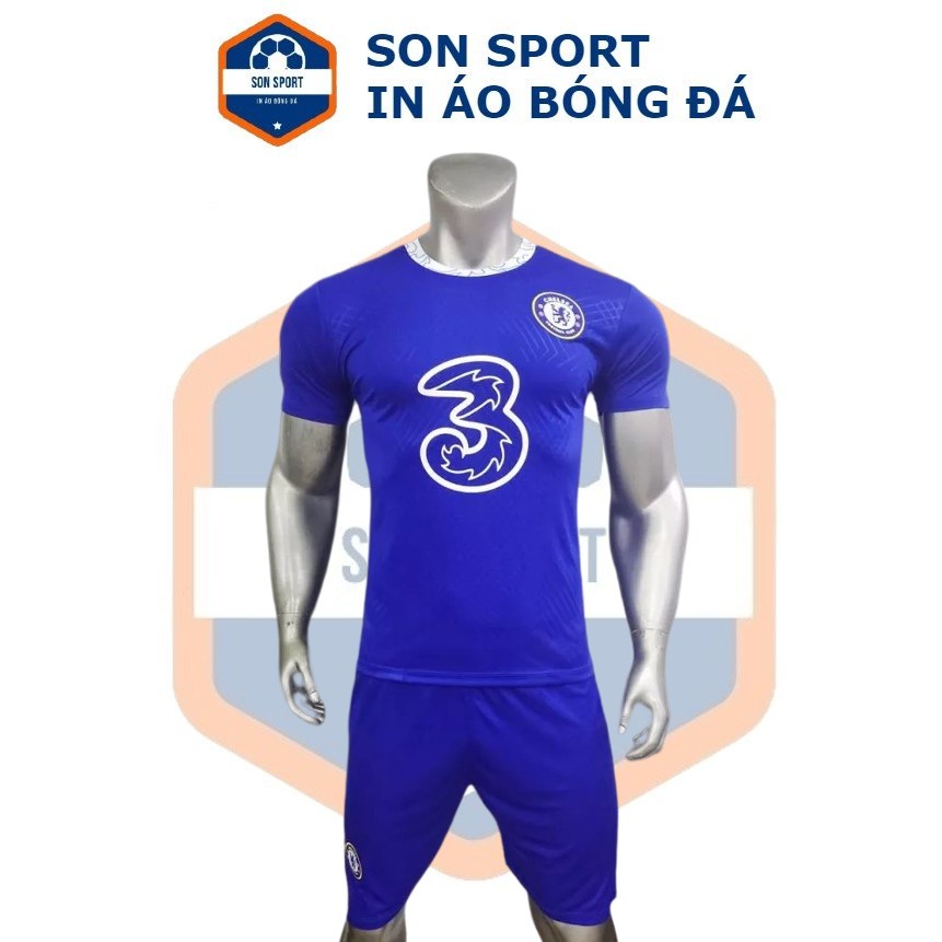 Bộ Quần Áo Bóng Đá Thun Thái CLB Chelsea Xanh
