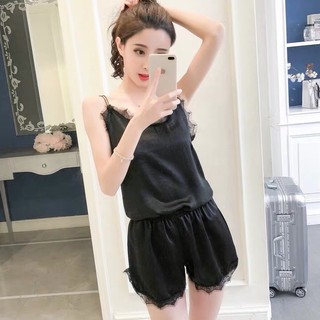 Bộ đồ ngủ hai dây viền ren n111 siêu xinh