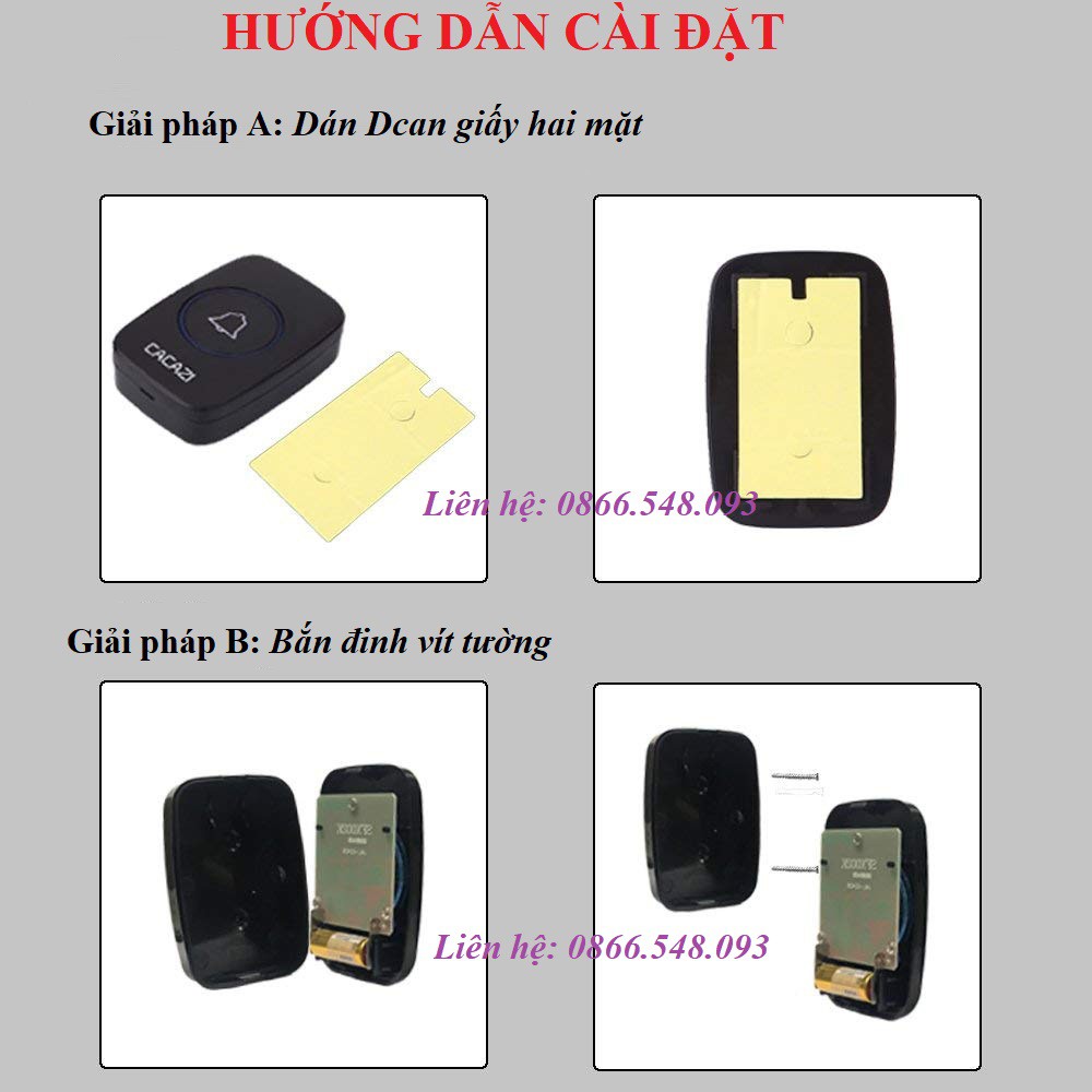 Chuông cửa không dây CACAZI A10 khoảng cách 300M ( loại 1)